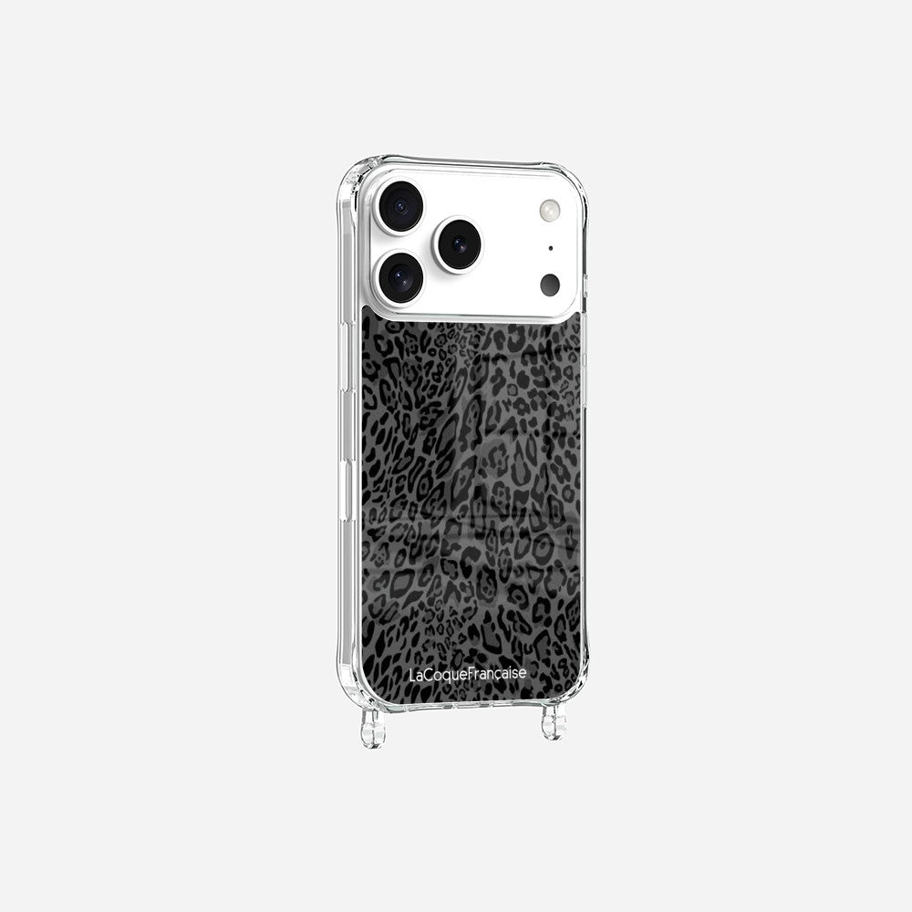 Coque Anneaux Imprimee Leopard Gris