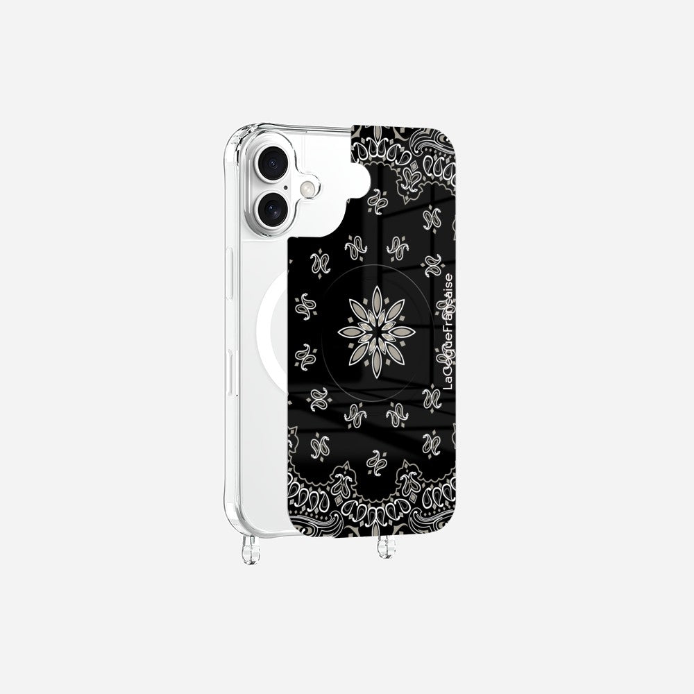 Coque Anneaux Magnetique Imprimee Bandana Noir Noir