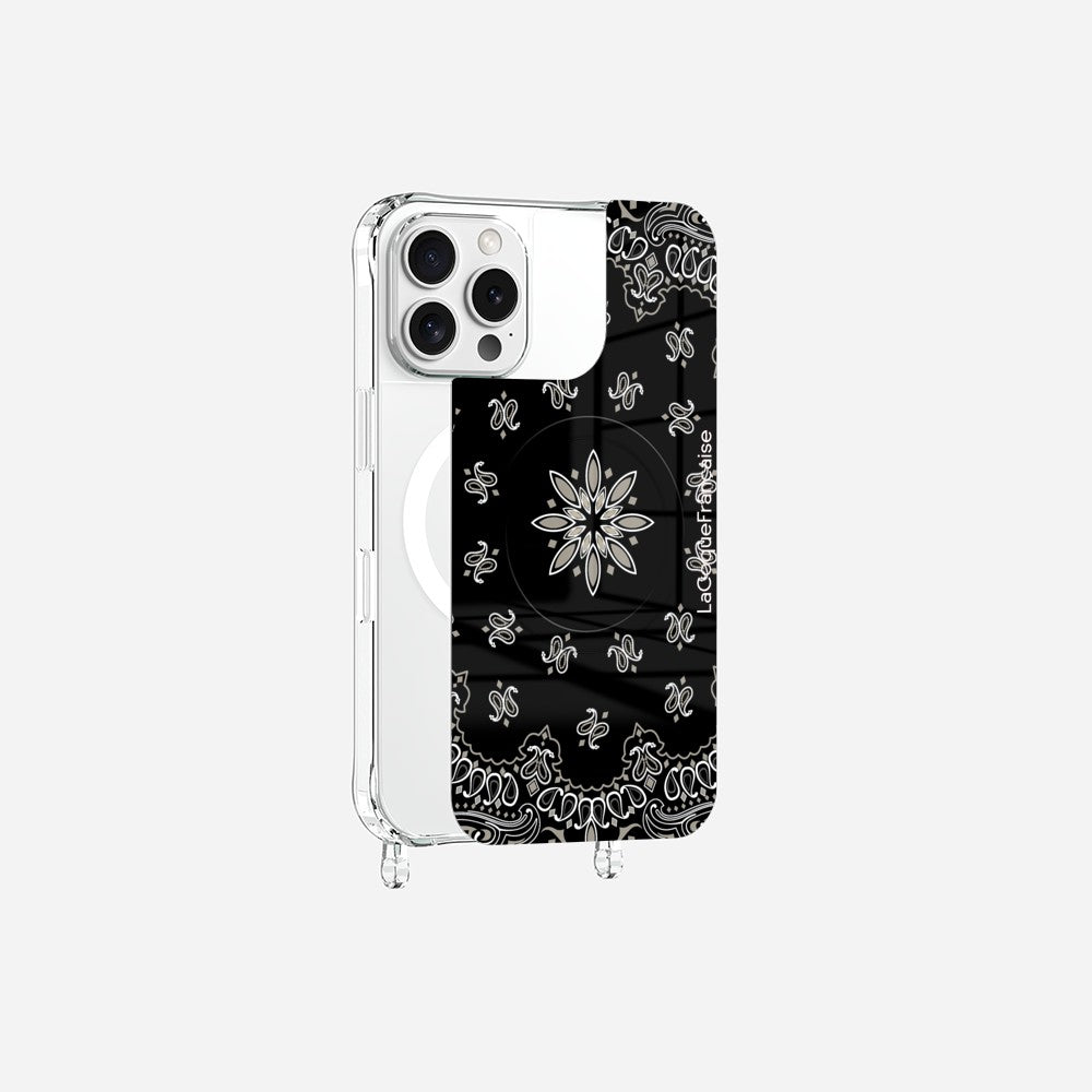 Coque Anneaux Magnetique Imprimee Bandana Noir Noir