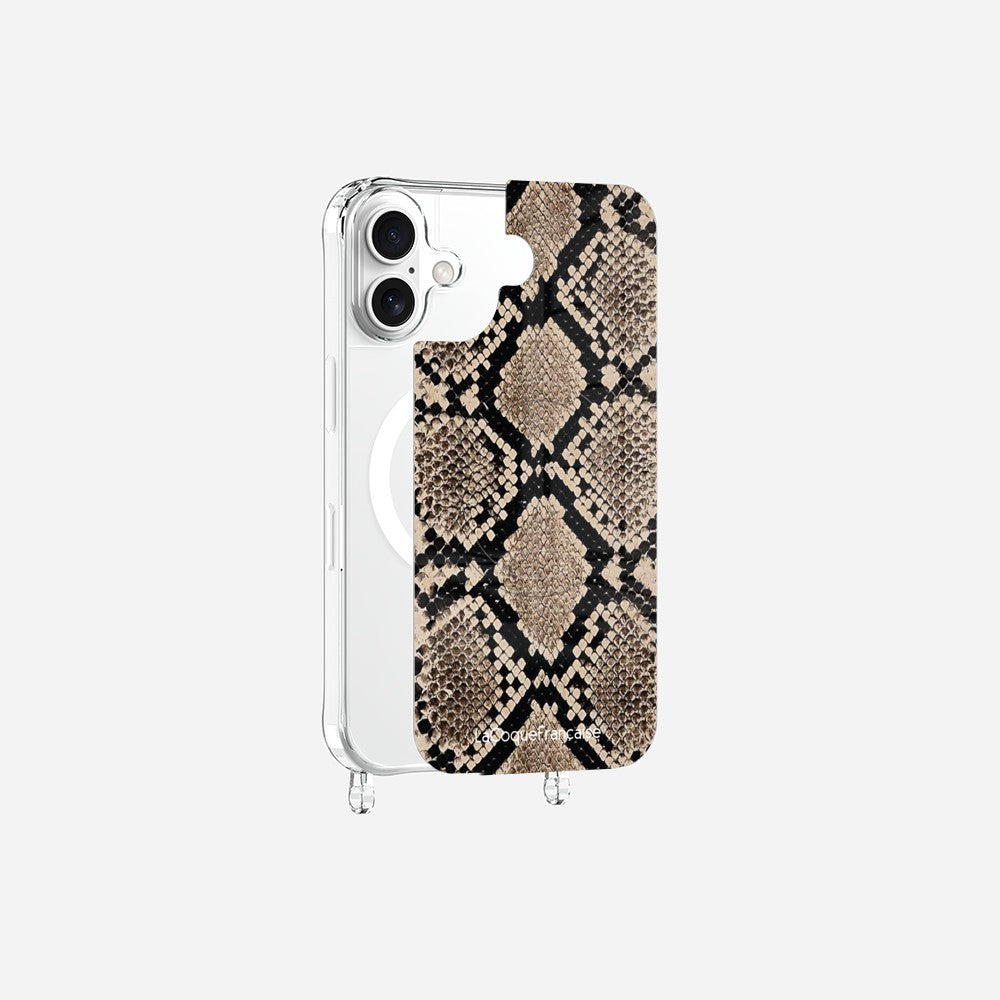 Coque Anneaux Magnetique Imprimee Python Beige Beige