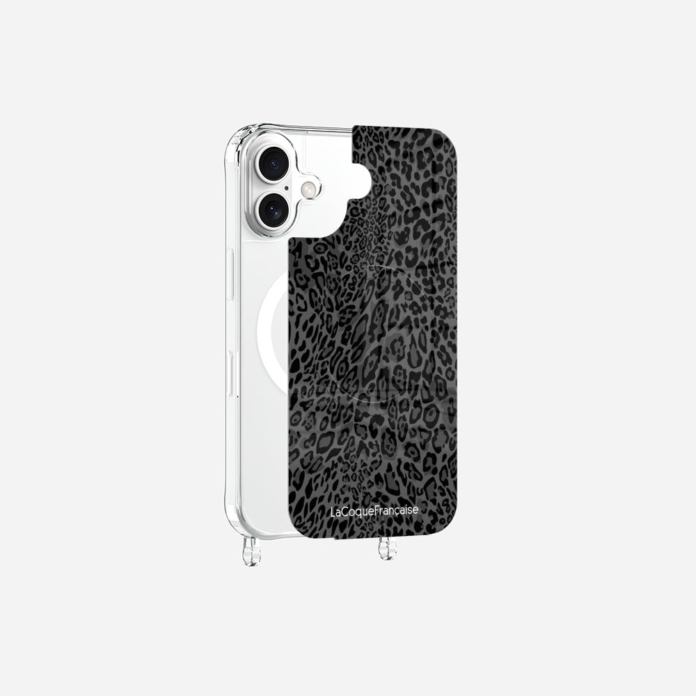 Coque Anneaux Magnetique Imprimee Leopard Gris Gris