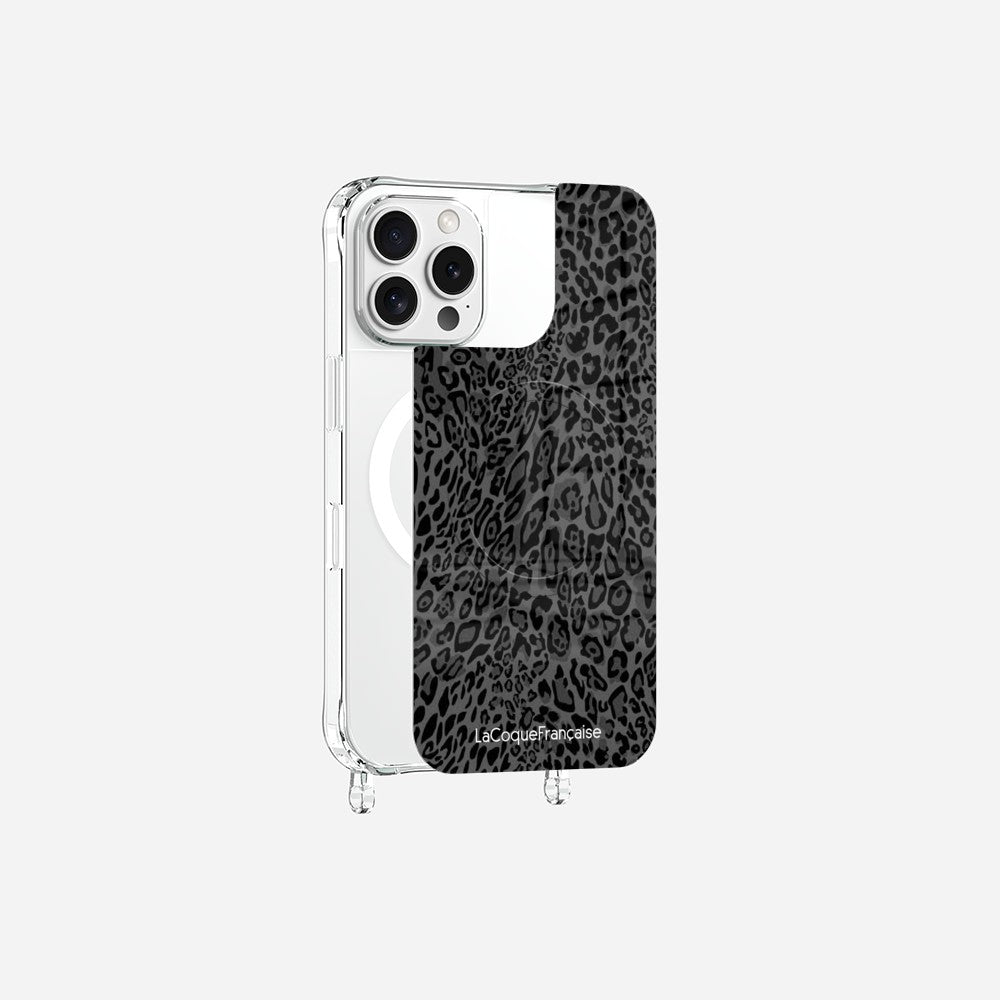 Coque Anneaux Magnetique Imprimee Leopard Gris Gris