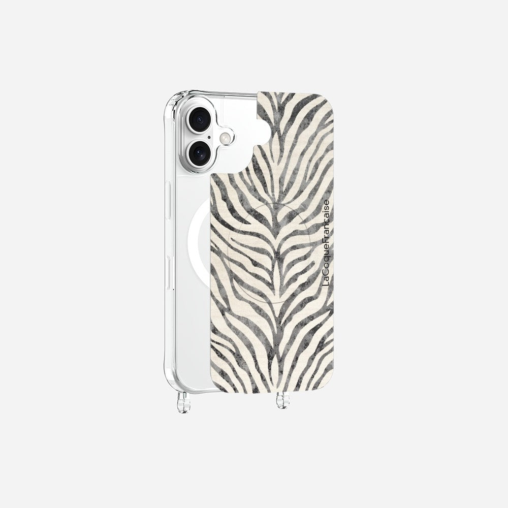 Coque Anneaux Magnetique Imprimee Zebre Noir Noir