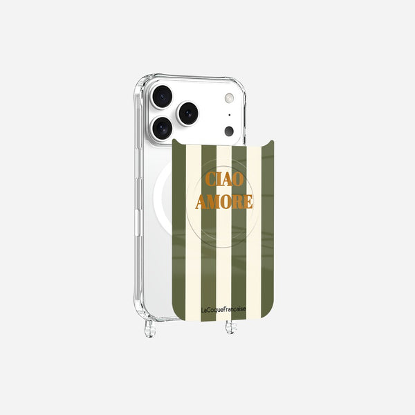 Coque Anneaux Magnetique Imprimee Ciao Amore Kaki Kaki