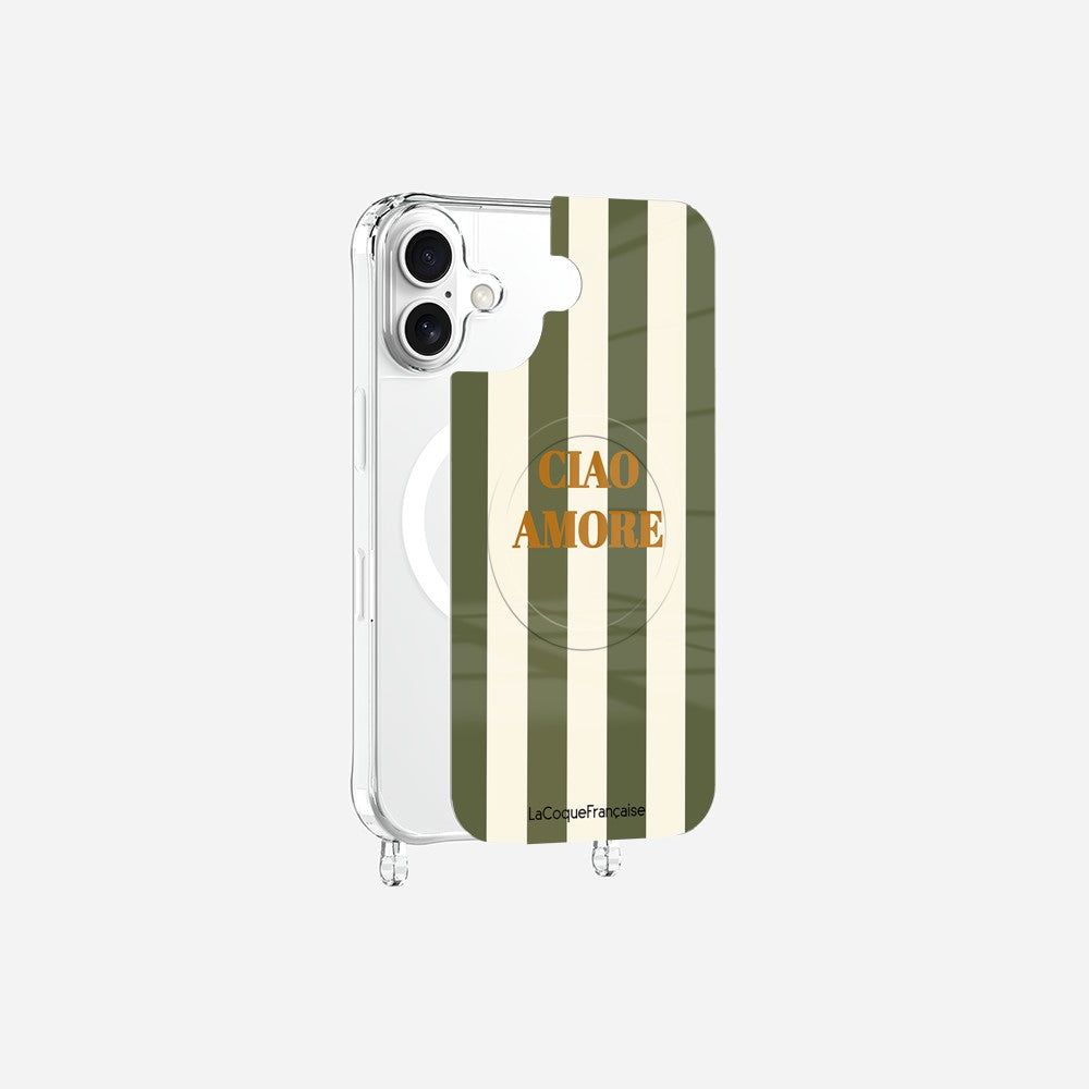 Coque Anneaux Magnetique Imprimee Ciao Amore Kaki Kaki