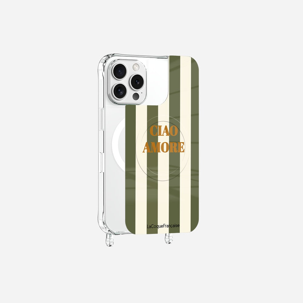Coque Anneaux Magnetique Imprimee Ciao Amore Kaki Kaki