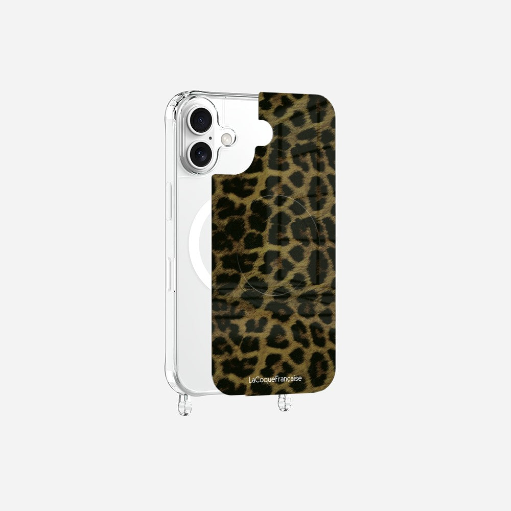 Coque Anneaux Magnetique Imprimee Leopard Kaki Et Noir Kaki