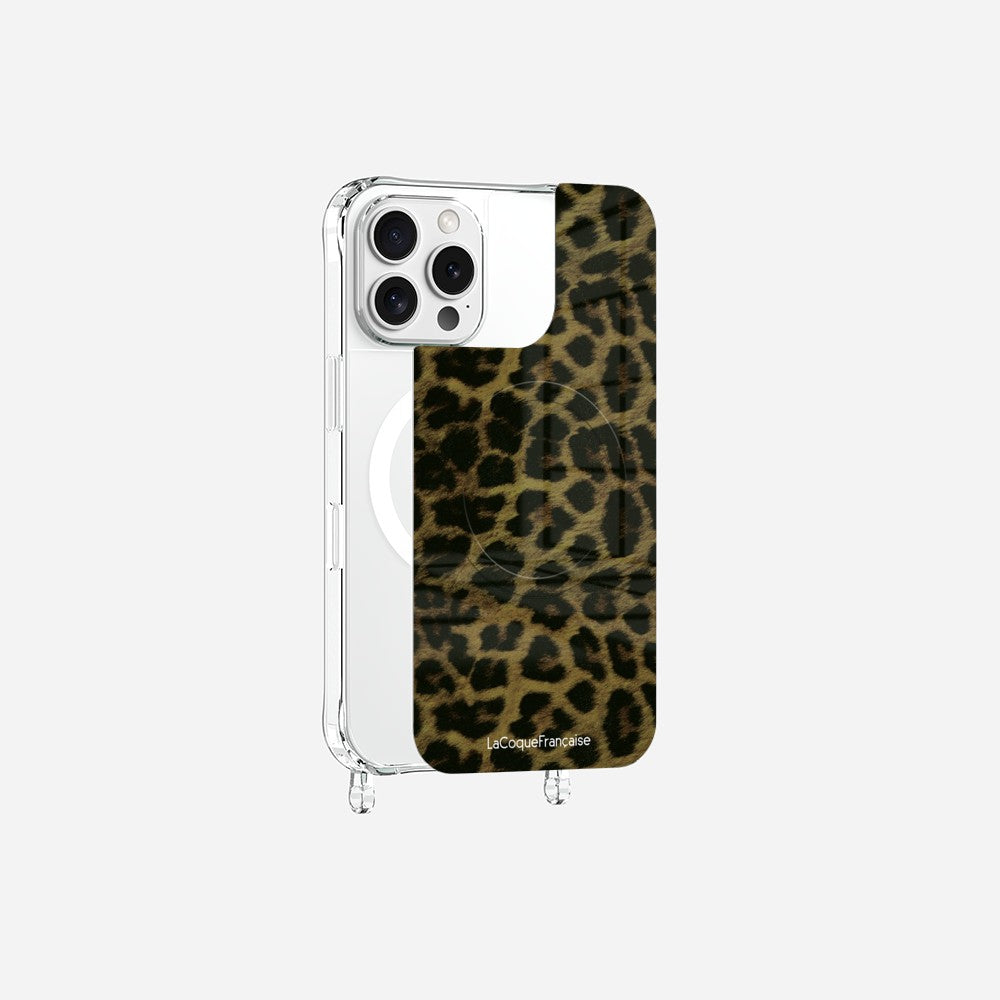 Coque Anneaux Magnetique Imprimee Leopard Kaki Et Noir Kaki