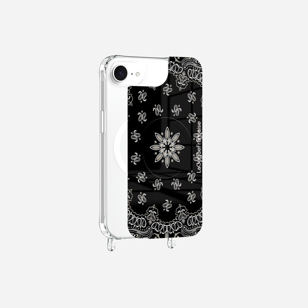 Coque Anneaux Magnetique Imprimee Bandana Noir Noir
