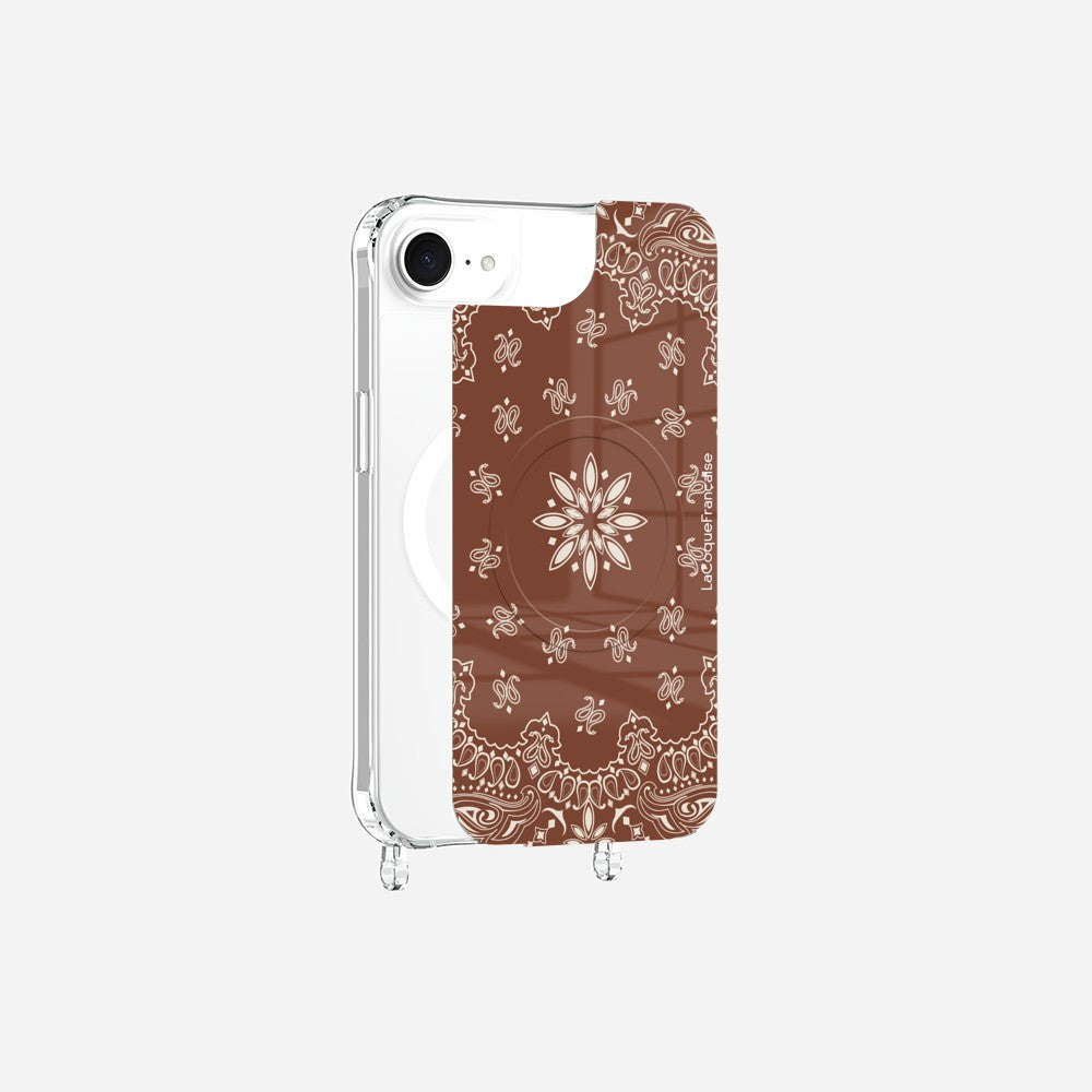Coque Anneaux Magnetique Imprimee Bandana Brun Brun