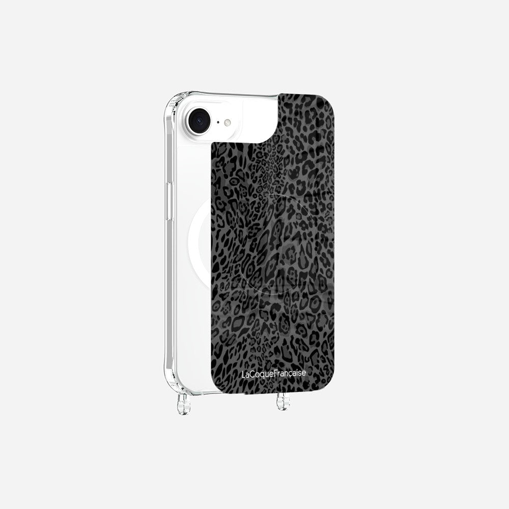 Coque Anneaux Magnetique Imprimee Leopard Gris Gris