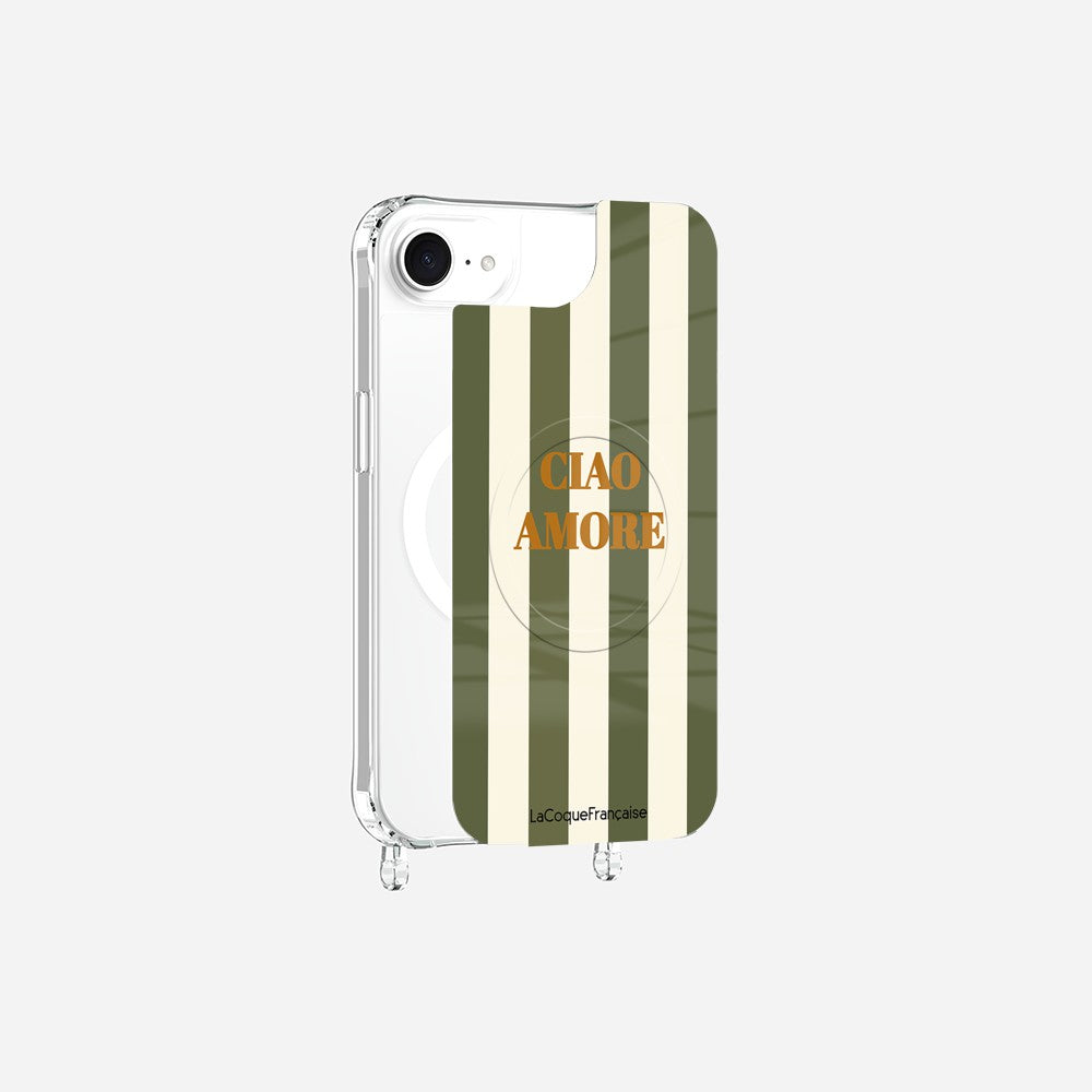 Coque Anneaux Magnetique Imprimee Ciao Amore Kaki Kaki