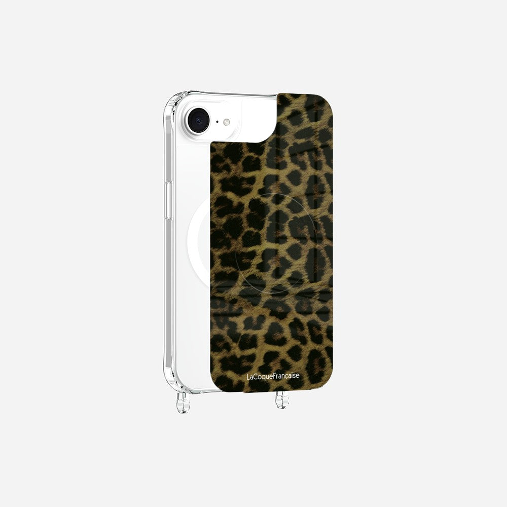 Coque Anneaux Magnetique Imprimee Leopard Kaki Et Noir Kaki
