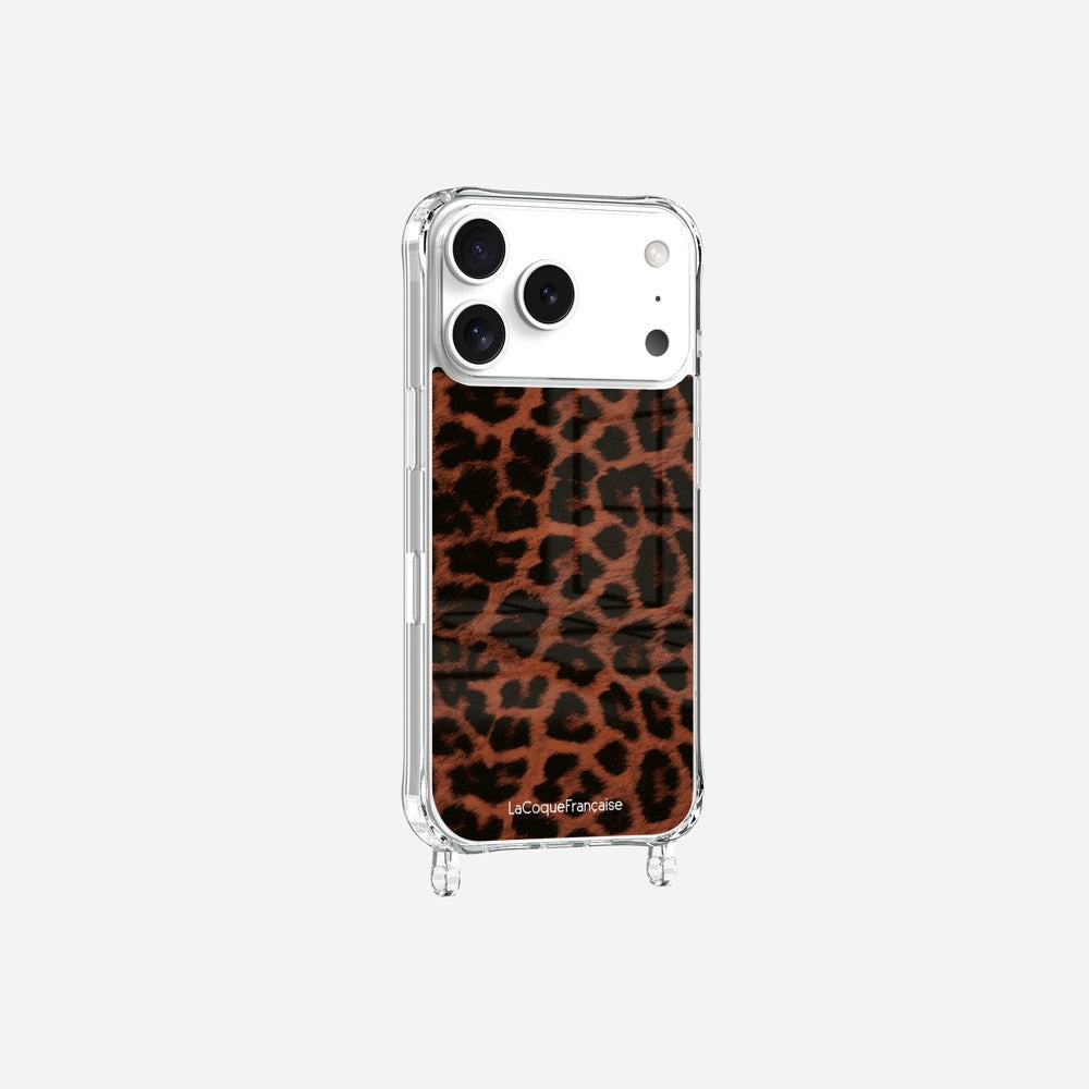 Coque Anneaux Imprimee Leopard Terracotta Et Noir