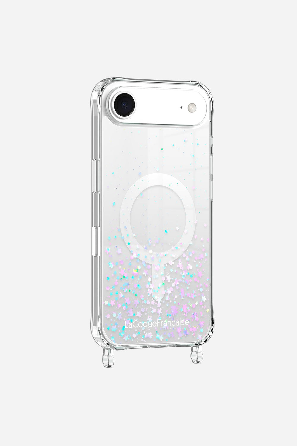Coque Anneaux Paillettes Magsafe Argent