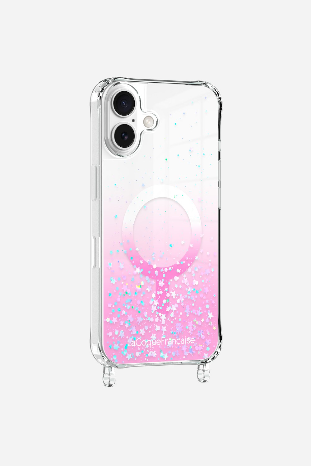Coque Anneaux Paillettes Magsafe Rose