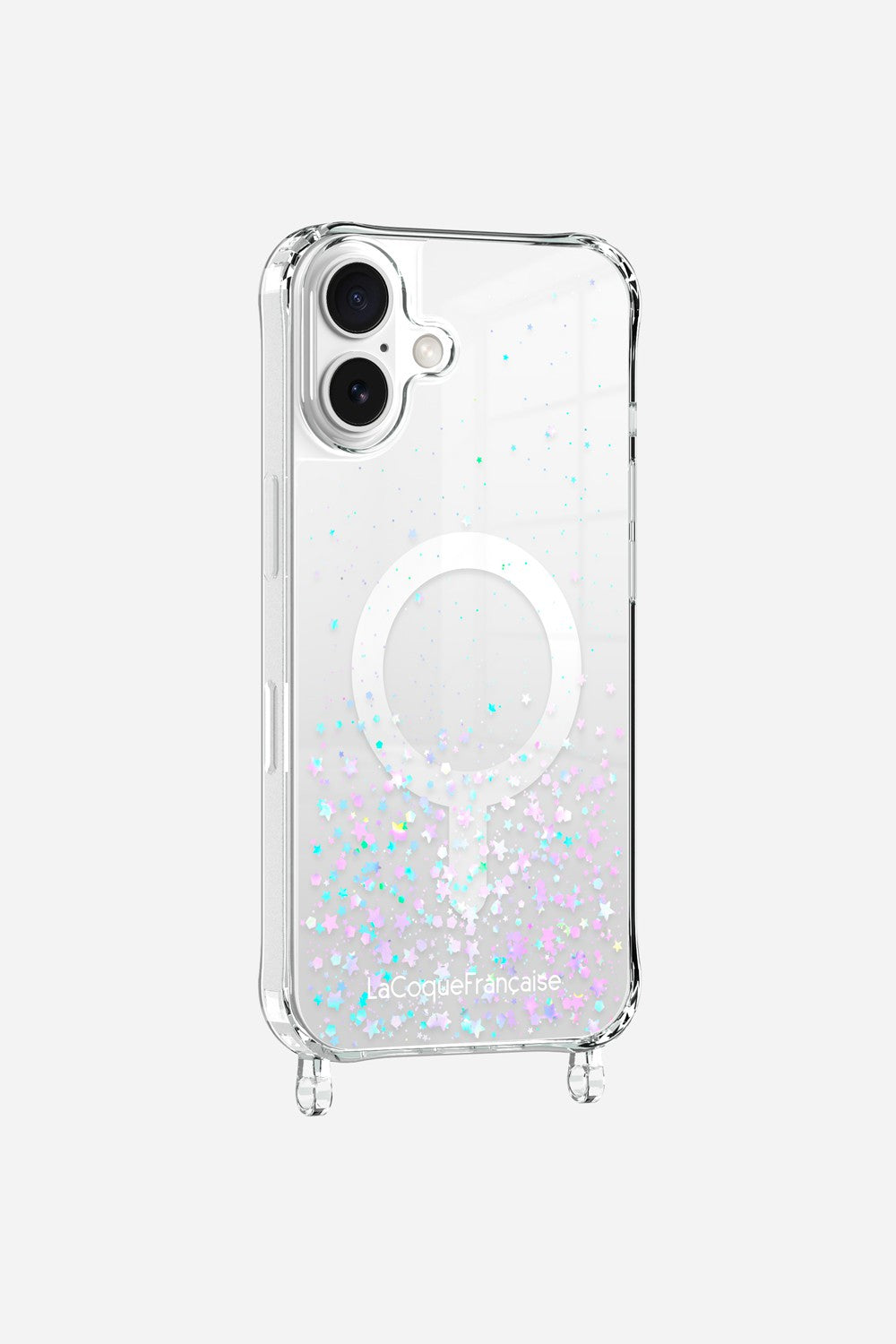 Coque Anneaux Paillettes Magsafe Argent