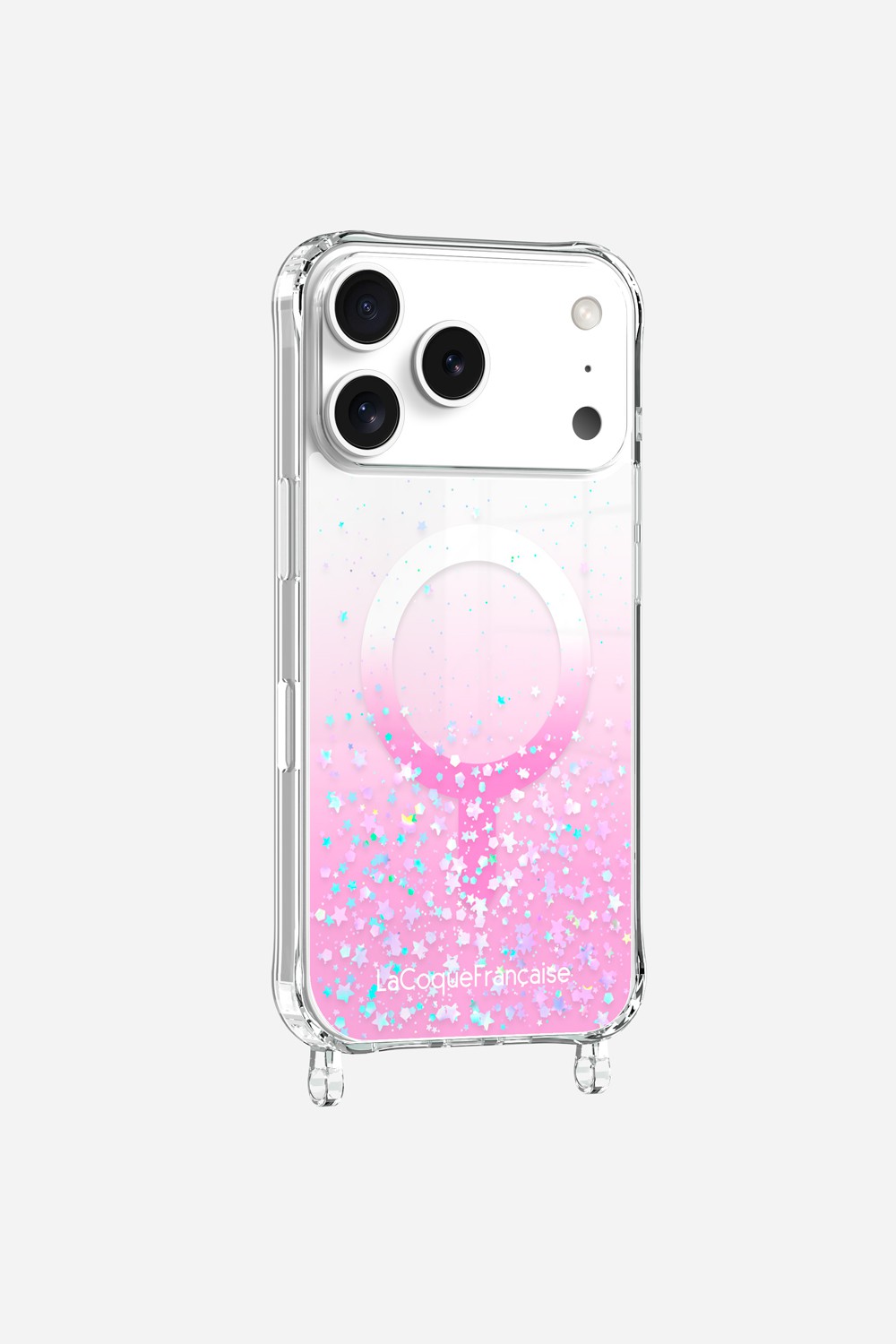 Coque Anneaux Paillettes Magsafe Rose