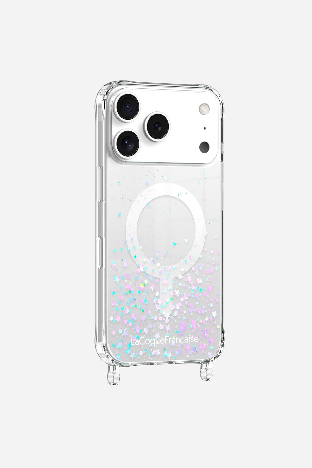 Coque Anneaux Paillettes Magsafe Argent