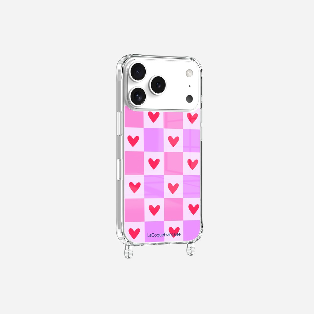 Coque Anneaux Imprimee Coeur Carreau