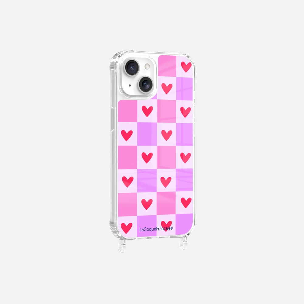 Coque Anneaux Imprimee Coeur Carreau