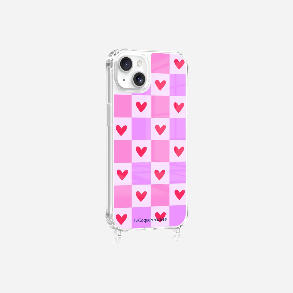 Coque Anneaux Imprimee Coeur Carreau