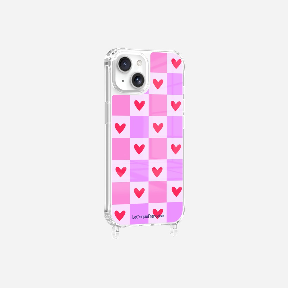 Coque Anneaux Imprimee Coeur Carreau
