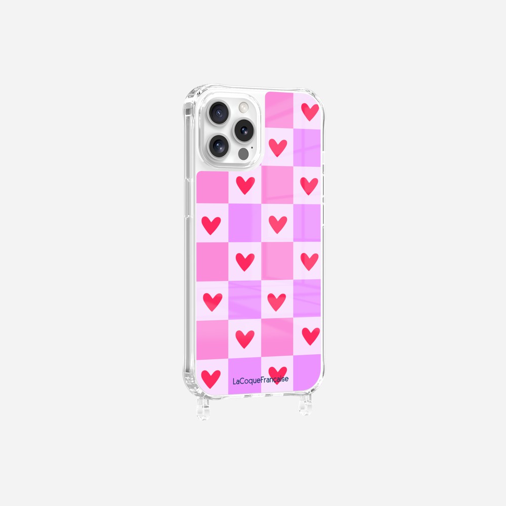Coque Anneaux Imprimee Coeur Carreau