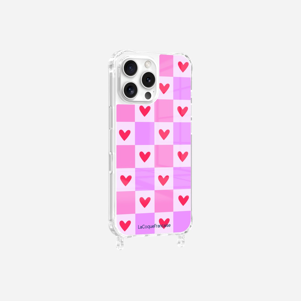 Coque Anneaux Imprimee Coeur Carreau