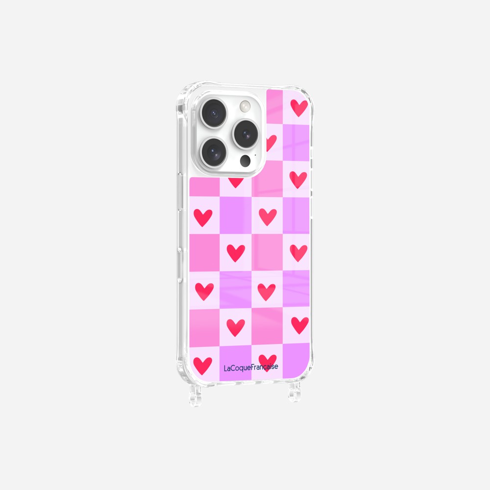 Coque Anneaux Imprimee Coeur Carreau