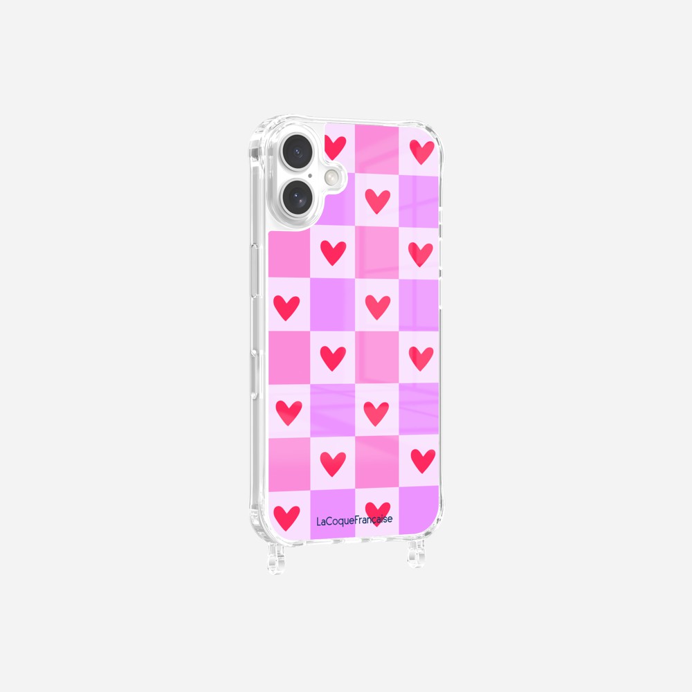 Coque Anneaux Imprimee Coeur Carreau
