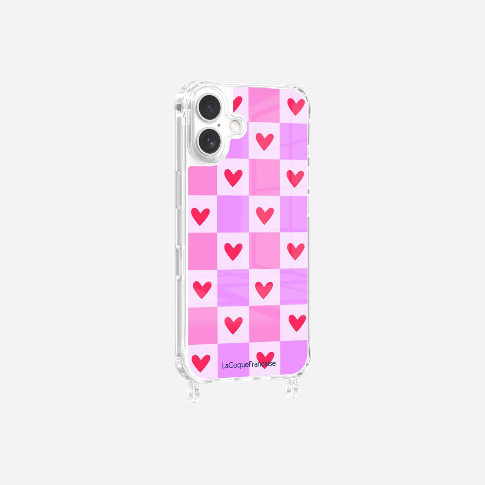Coque Anneaux Imprimee Coeur Carreau