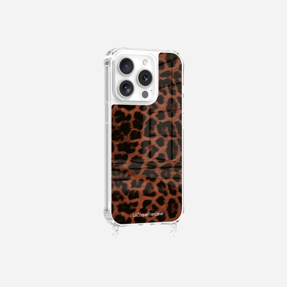 Coque Anneaux Imprimee Leopard Terracotta Et Noir