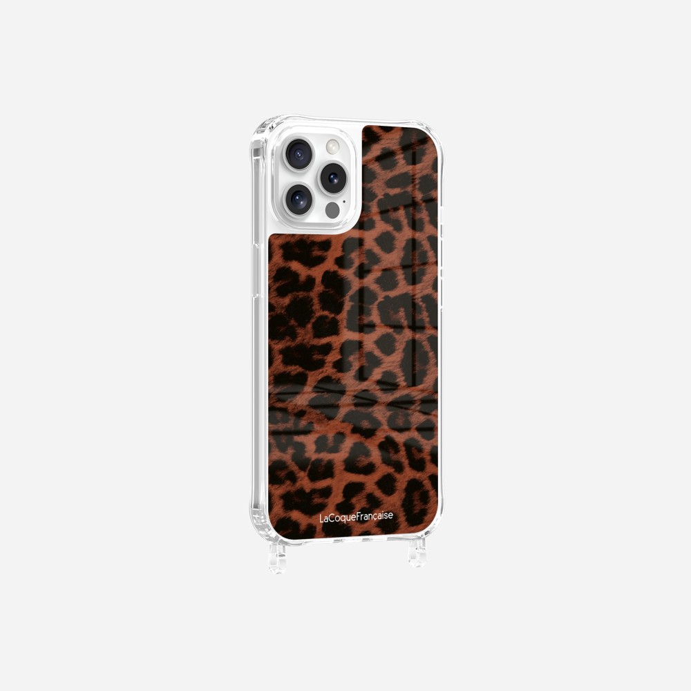 Coque Anneaux Imprimee Leopard Terracotta Et Noir