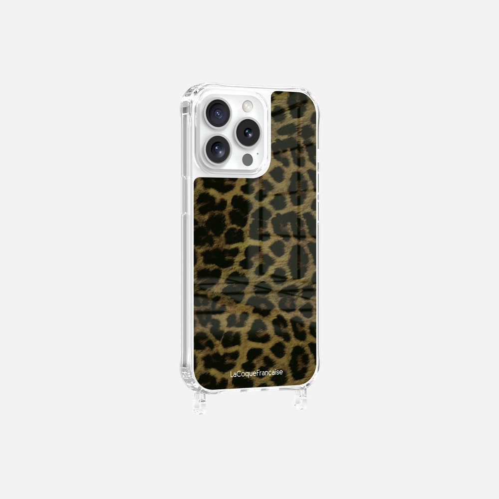 Coque Anneaux Imprimee Leopard Kaki Et Noir