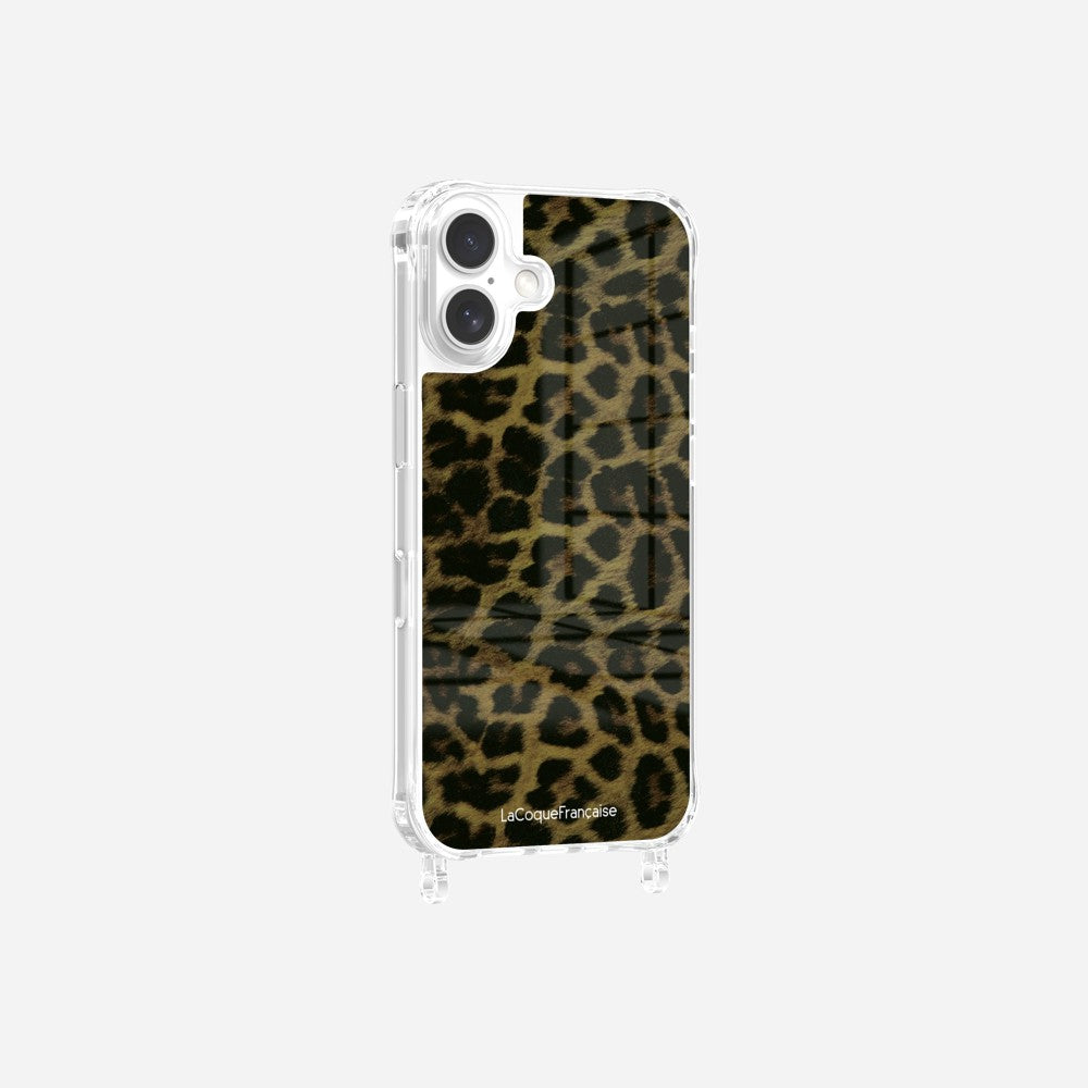 Coque Anneaux Imprimee Leopard Kaki Et Noir