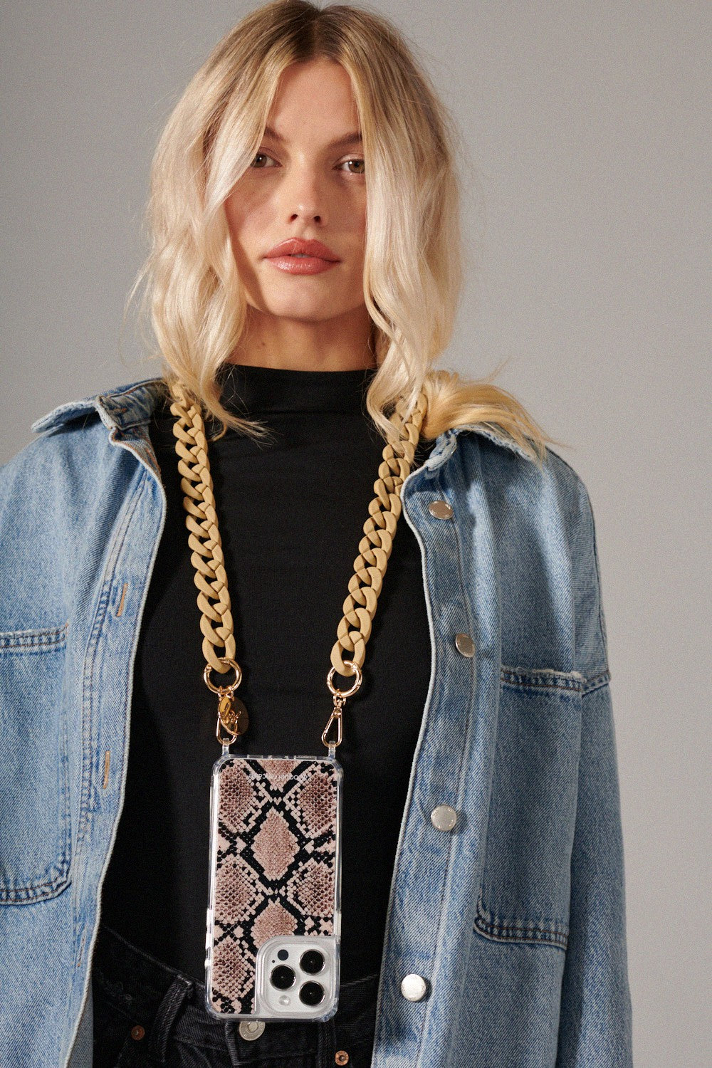 Chaine Longue Sarah Beige 120 cm