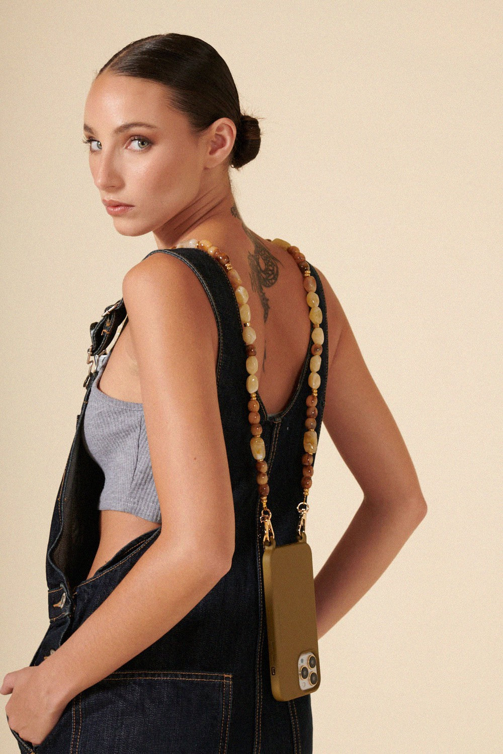 Chaine Longue Holly Beige 120 cm