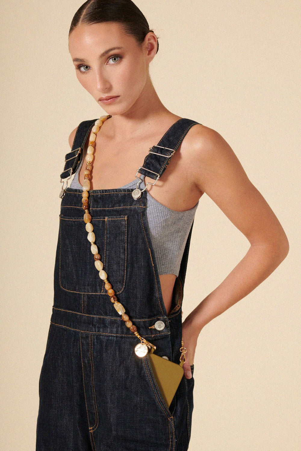 Chaine Longue Holly Beige 120 cm