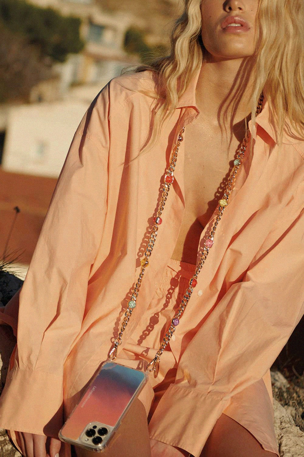 Long Ruby Gold Chain 120 cm