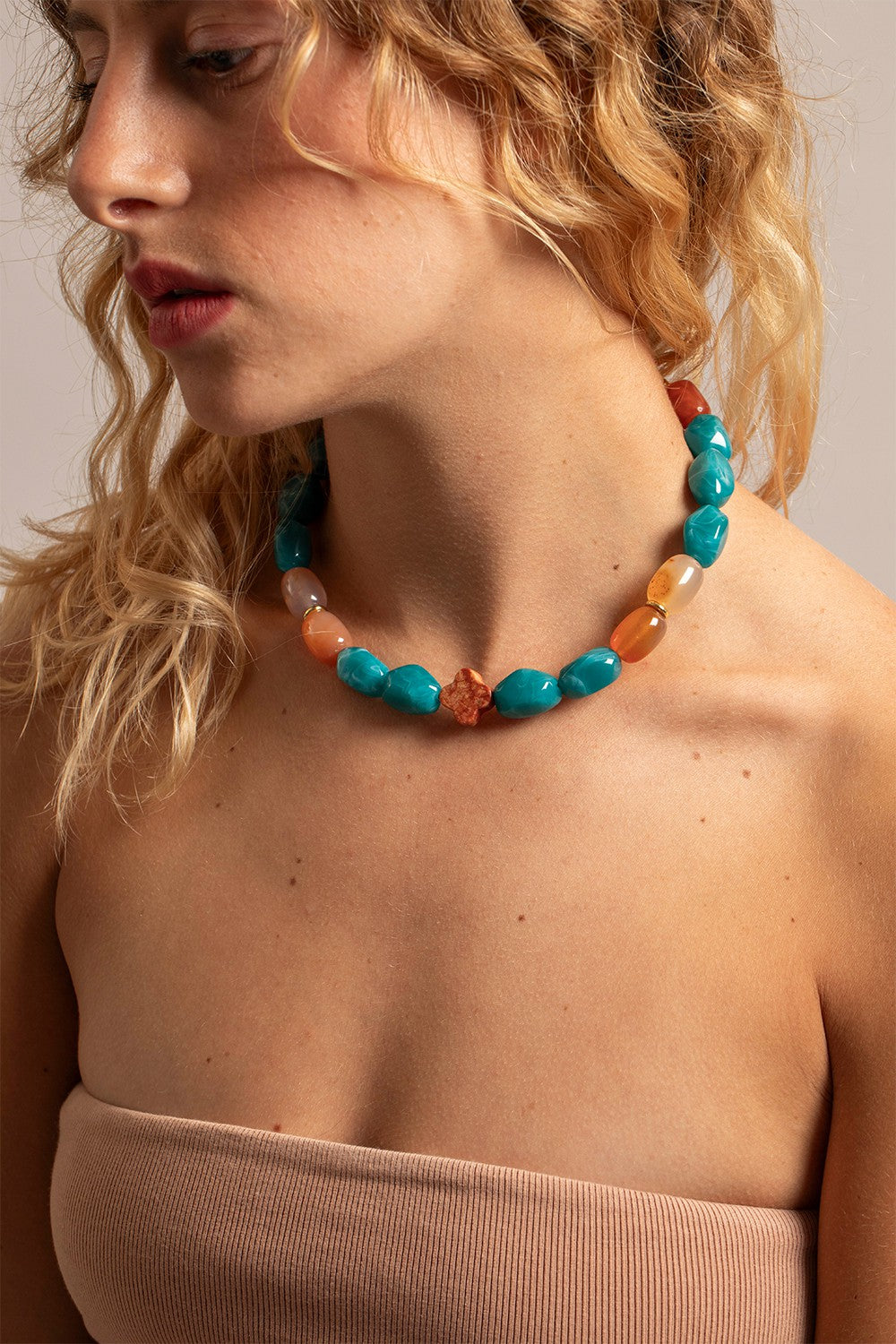 Chaine Courte Daya Bleu 40 cm - 3