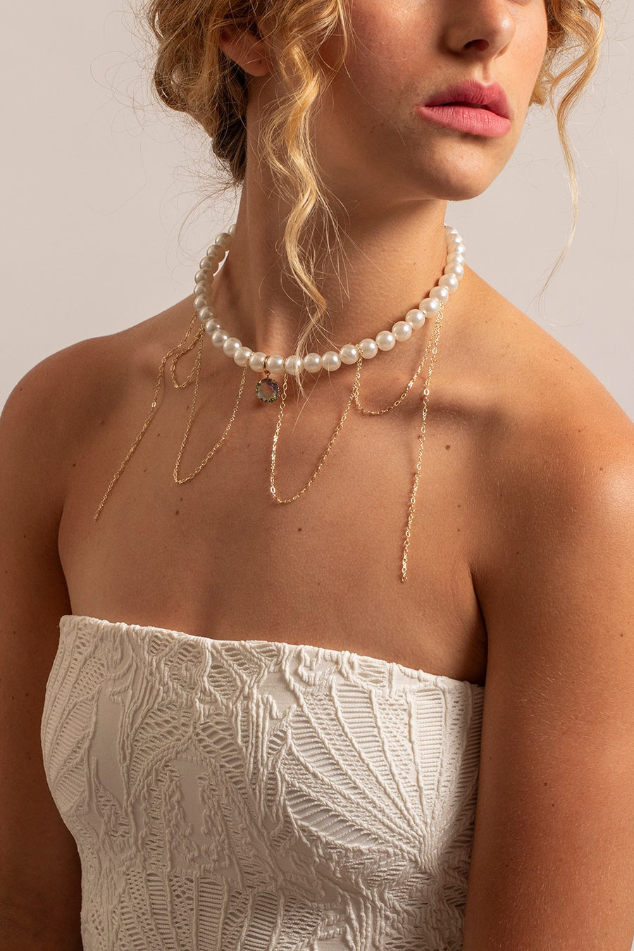 Chaine Courte Athena Blanc 40 cm - 2