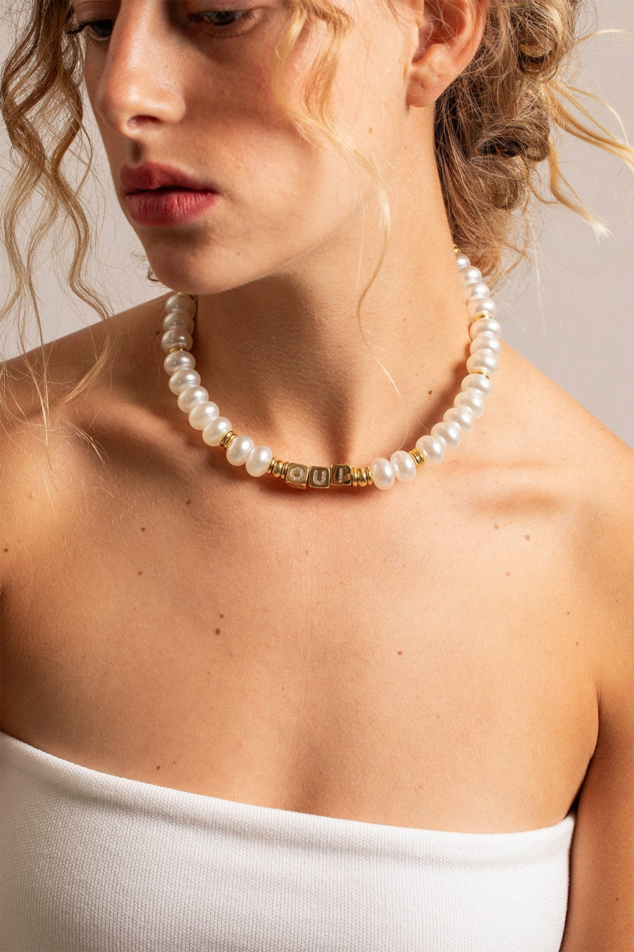 Chaine Courte Oui Blanc 40 cm - 2