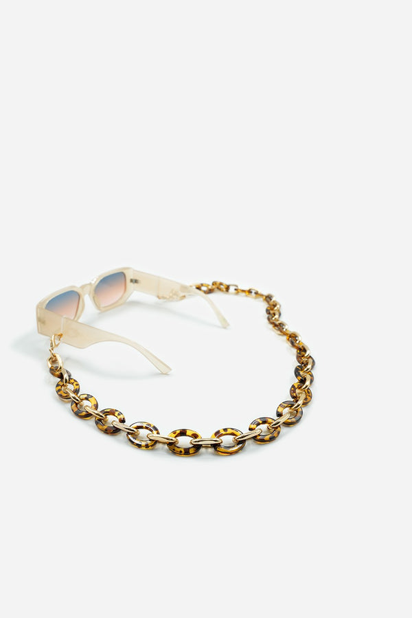 Bijoux Chaine De Lunettes Cassy Ecaille Marron 72 cm