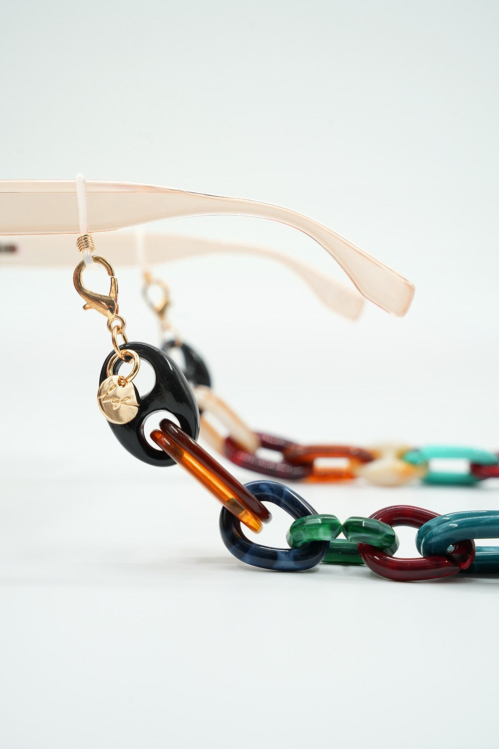 Jewelry Multicolor Amber Glasses Chain 72 cm