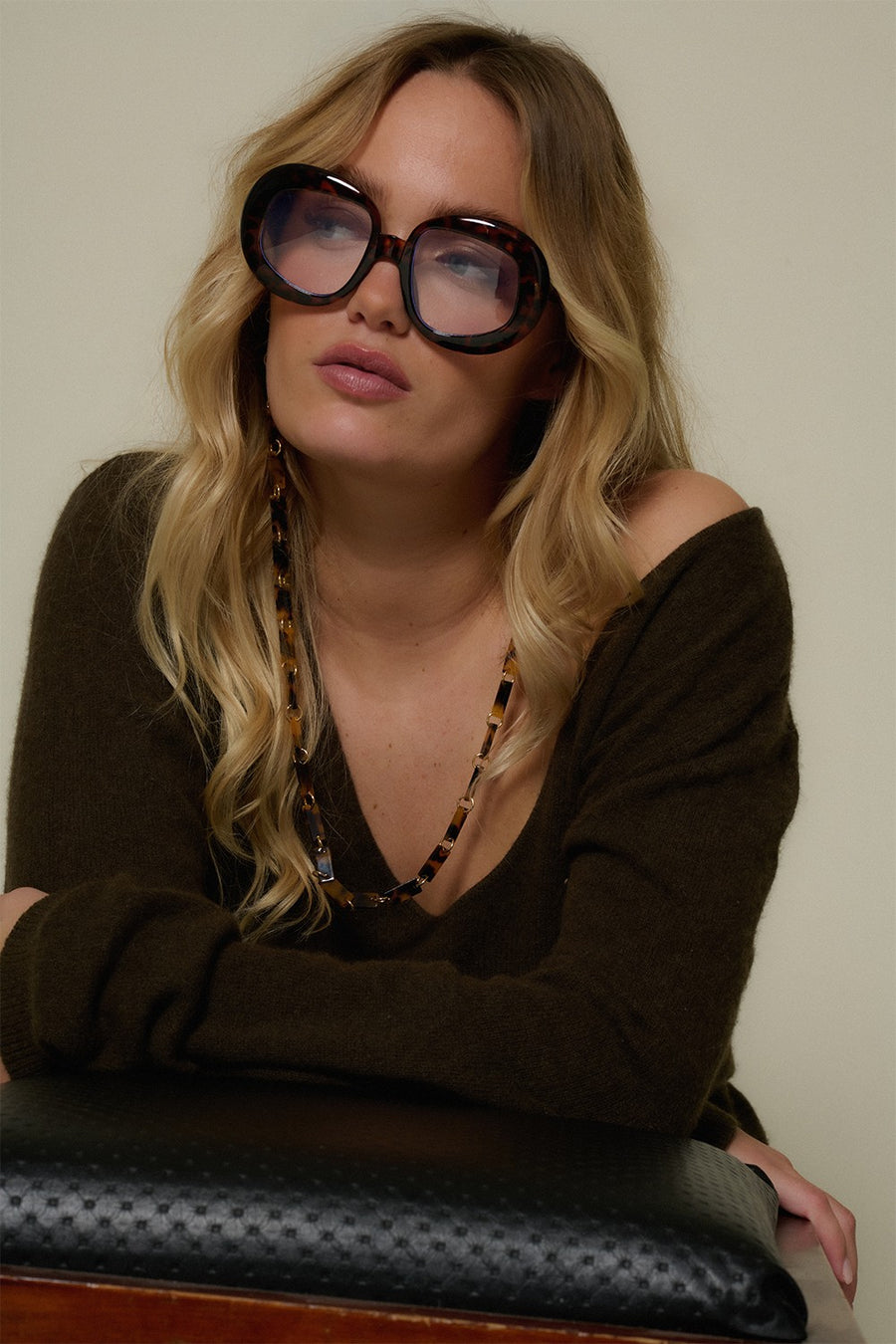 Bijoux Chaine De Lunettes Nahara Marron 72 cm - 4