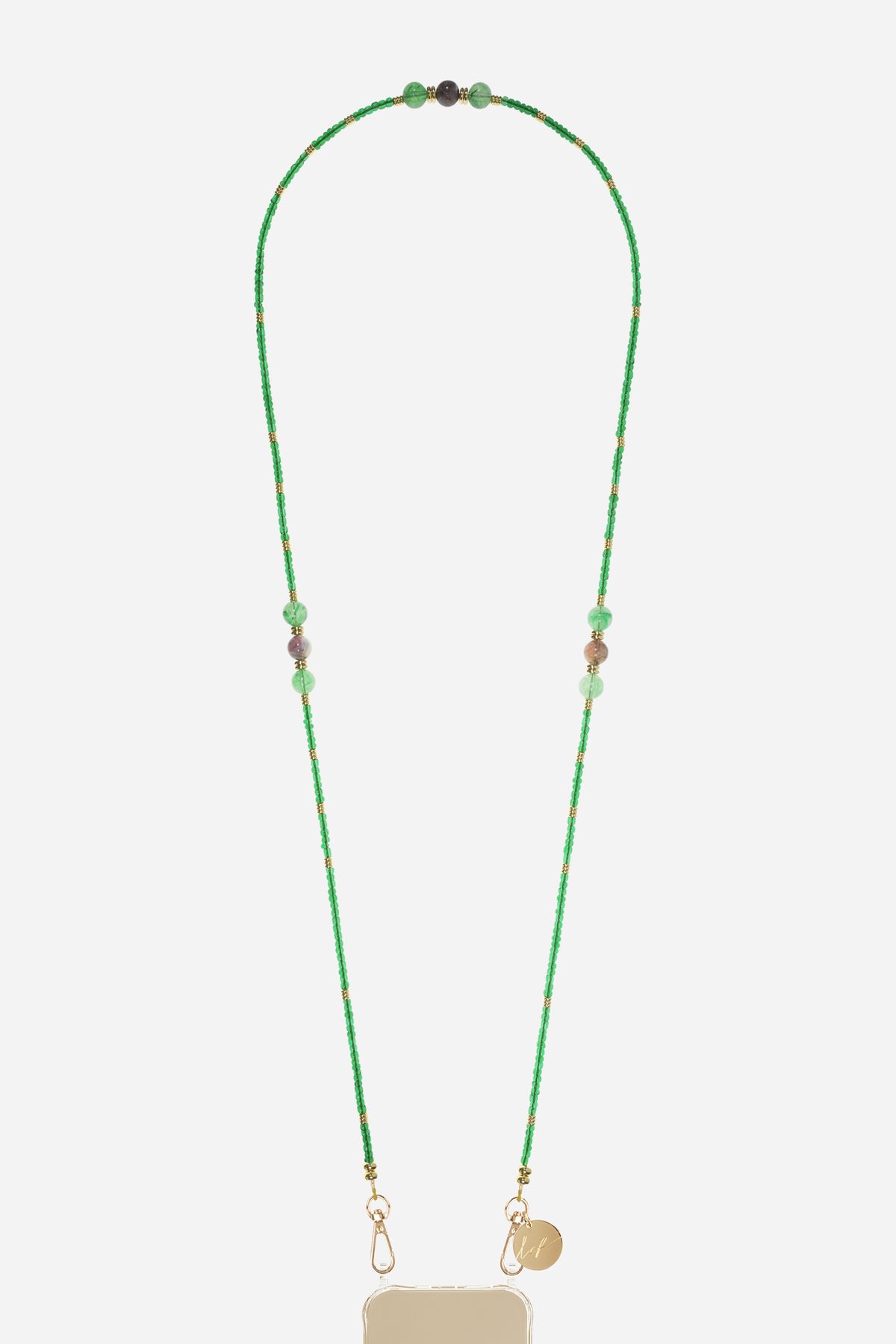 Chaine Longue Iris perles Vertes 120 cm