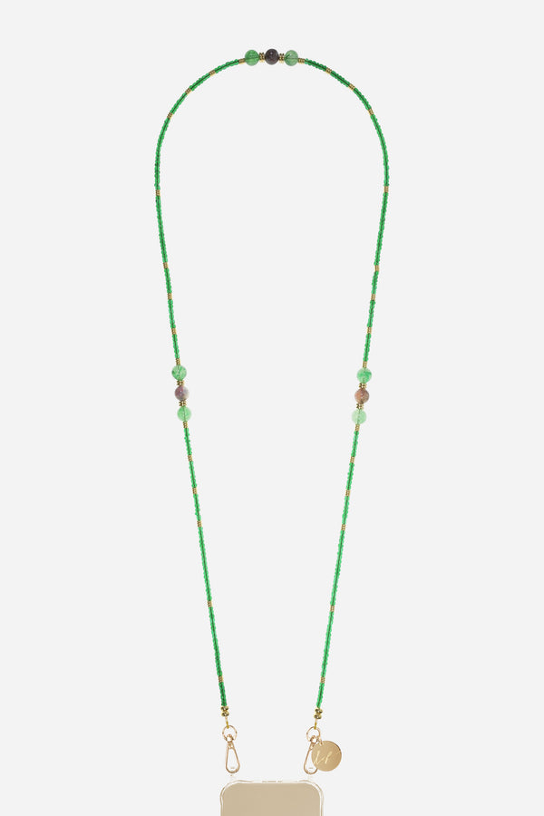 Chaine Longue Iris perles Vertes 120 cm