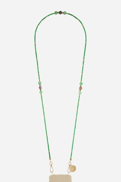 Chaine Longue Iris perles Vertes 120 cm