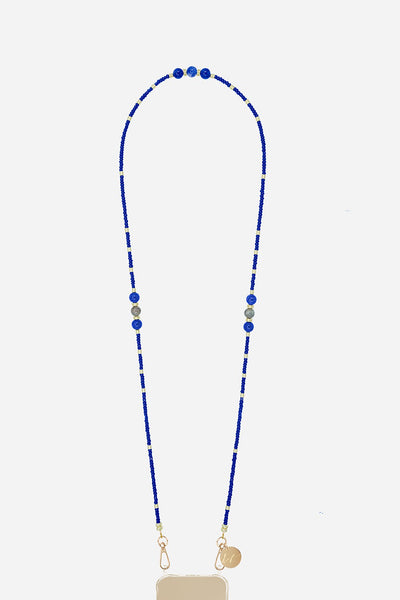 Chaine Longue Iris perles Bleues 120 cm